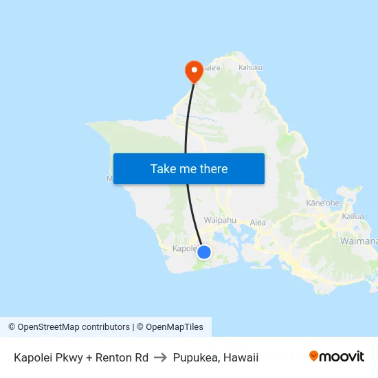 Kapolei Pkwy + Renton Rd to Pupukea, Hawaii map