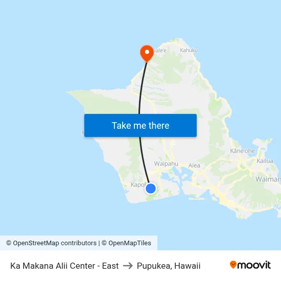 Ka Makana Alii Center - East to Pupukea, Hawaii map