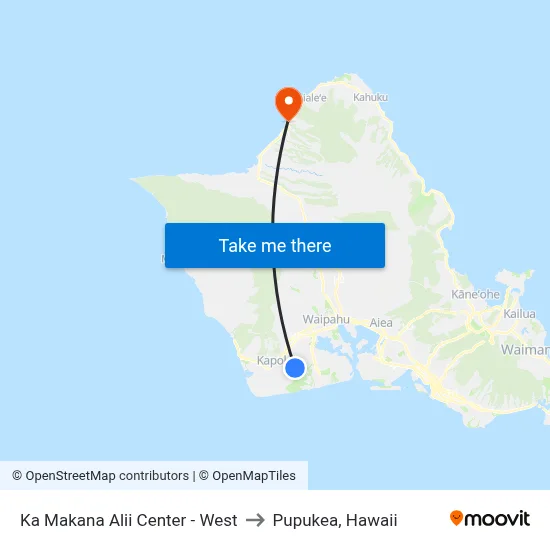 Ka Makana Alii Center - West to Pupukea, Hawaii map
