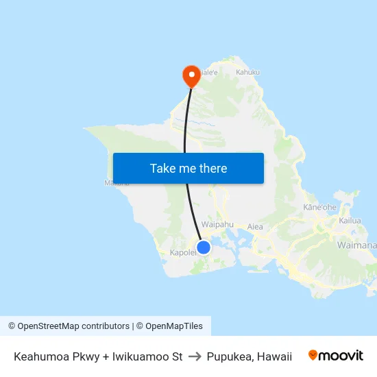 Keahumoa Pkwy + Iwikuamoo St to Pupukea, Hawaii map