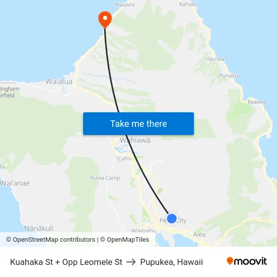 Kuahaka St + Opp Leomele St to Pupukea, Hawaii map
