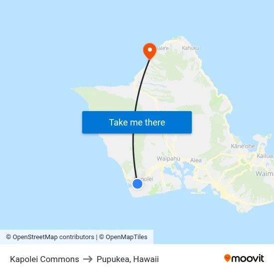 Kapolei Commons to Pupukea, Hawaii map