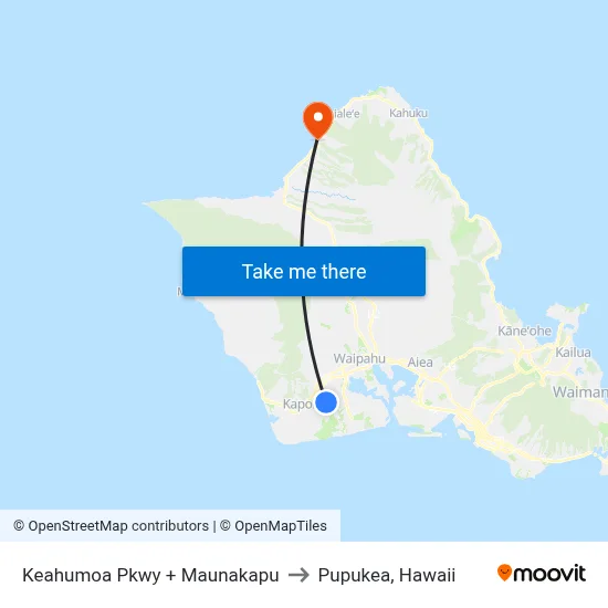 Keahumoa Pkwy + Maunakapu to Pupukea, Hawaii map