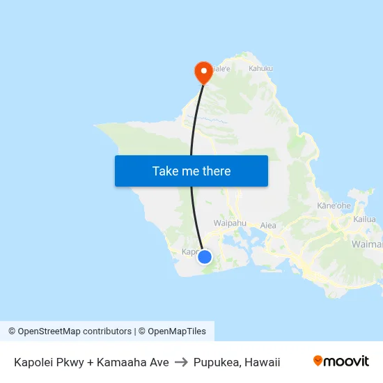 Kapolei Pkwy + Kamaaha Ave to Pupukea, Hawaii map