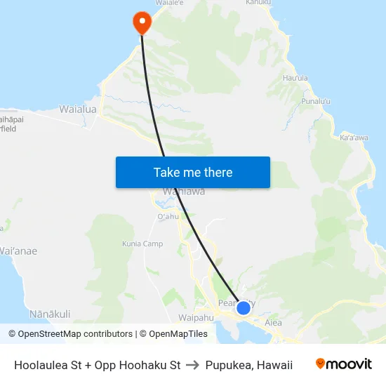 Hoolaulea St + Opp Hoohaku St to Pupukea, Hawaii map