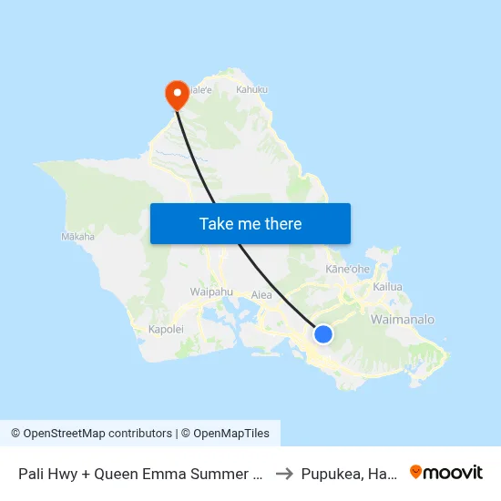 Pali Hwy + Queen Emma Summer Palace to Pupukea, Hawaii map