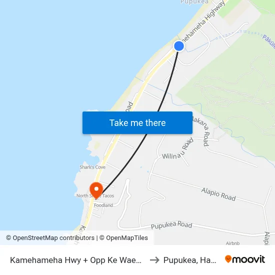 Kamehameha Hwy + Opp Ke Waena Rd to Pupukea, Hawaii map