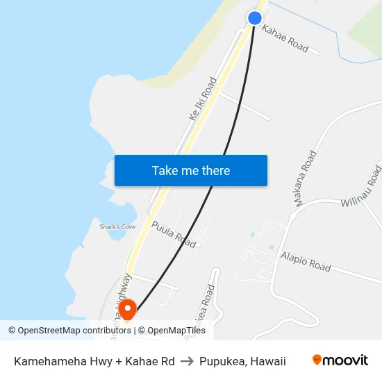 Kamehameha Hwy + Kahae Rd to Pupukea, Hawaii map