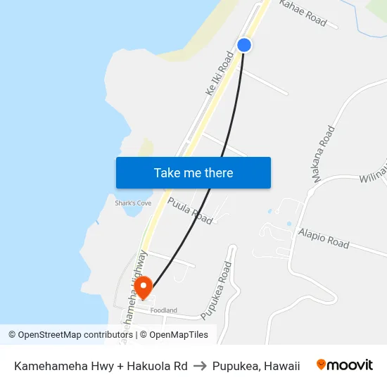 Kamehameha Hwy + Hakuola Rd to Pupukea, Hawaii map