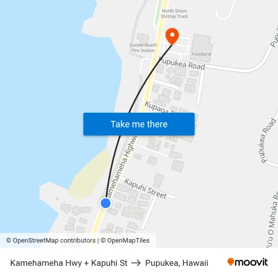 Kamehameha Hwy + Kapuhi St to Pupukea, Hawaii map