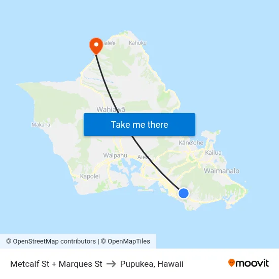 Metcalf St + Marques St to Pupukea, Hawaii map