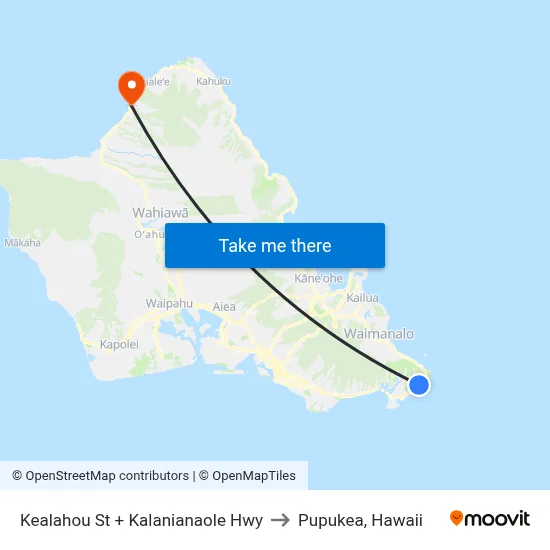 Kealahou St + Kalanianaole Hwy to Pupukea, Hawaii map