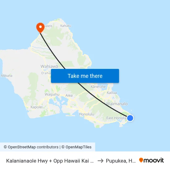 Kalanianaole Hwy + Opp Hawaii Kai Golf Course to Pupukea, Hawaii map