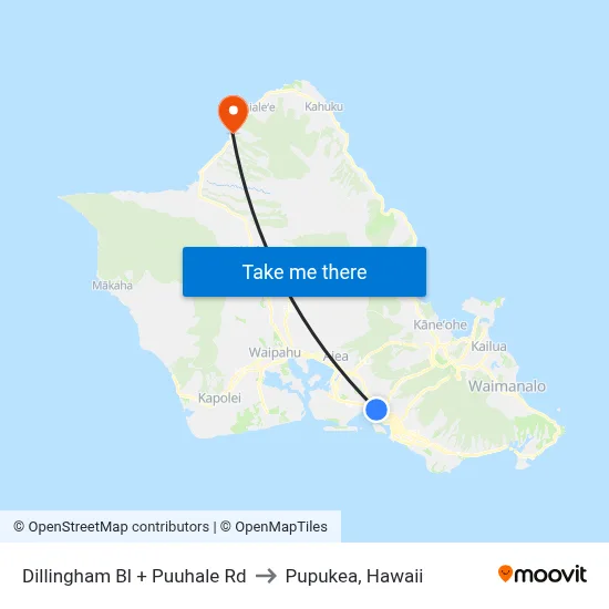 Dillingham Bl + Puuhale Rd to Pupukea, Hawaii map