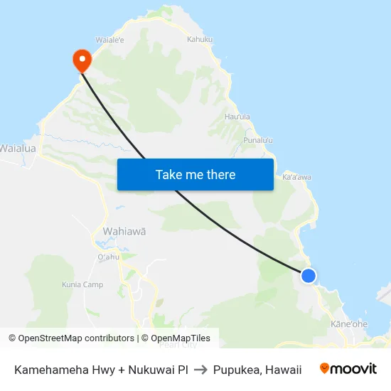 Kamehameha Hwy + Nukuwai Pl to Pupukea, Hawaii map
