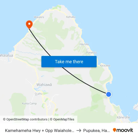 Kamehameha Hwy + Opp Waiahole Valley to Pupukea, Hawaii map
