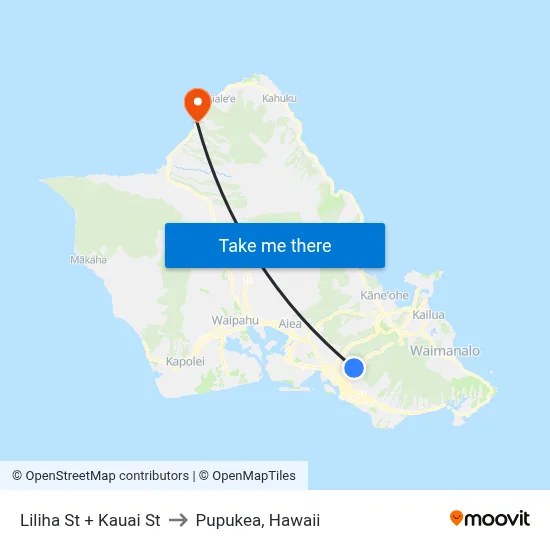 Liliha St + Kauai St to Pupukea, Hawaii map