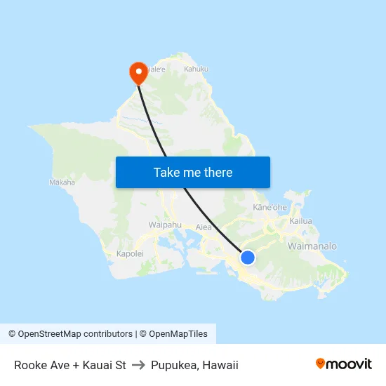 Rooke Ave + Kauai St to Pupukea, Hawaii map