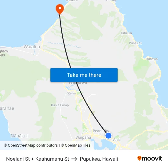 Noelani St + Kaahumanu St to Pupukea, Hawaii map