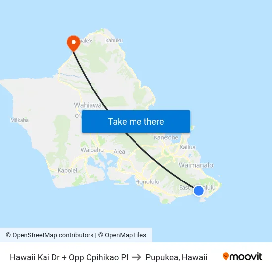 Hawaii Kai Dr + Opp Opihikao Pl to Pupukea, Hawaii map