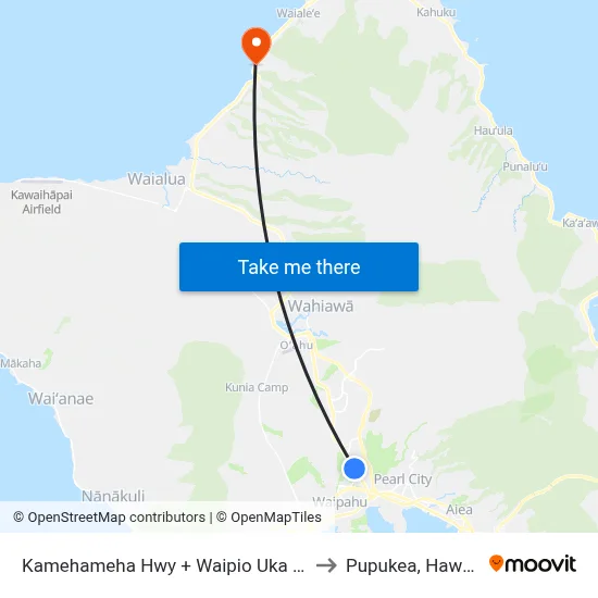 Kamehameha Hwy + Waipio Uka St to Pupukea, Hawaii map