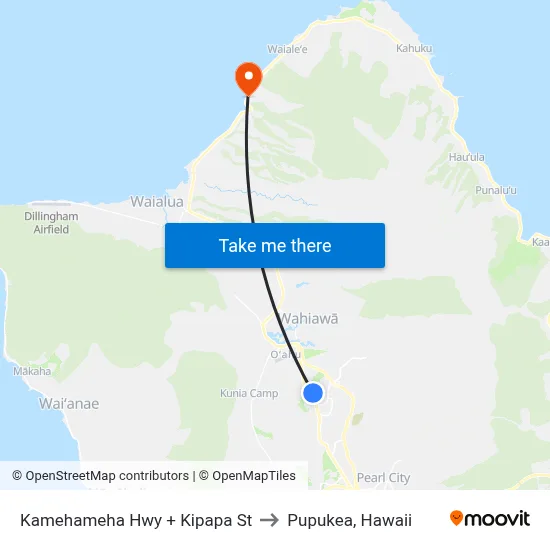 Kamehameha Hwy + Kipapa St to Pupukea, Hawaii map