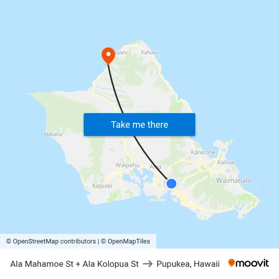 Ala Mahamoe St + Ala Kolopua St to Pupukea, Hawaii map