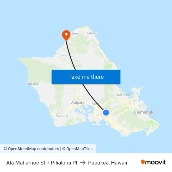 Ala Mahamoe St + Pilialoha Pl to Pupukea, Hawaii map