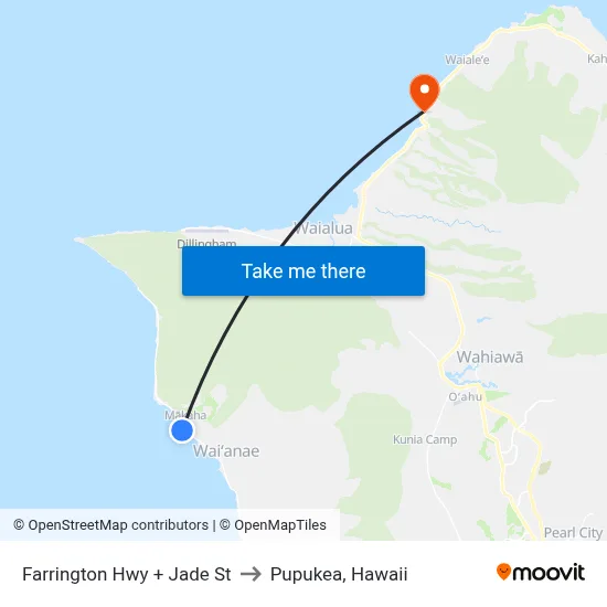 Farrington Hwy + Jade St to Pupukea, Hawaii map