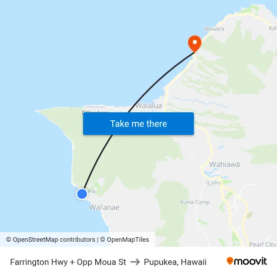 Farrington Hwy + Opp Moua St to Pupukea, Hawaii map