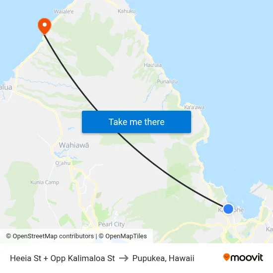 Heeia St + Opp Kalimaloa St to Pupukea, Hawaii map