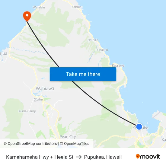 Kamehameha Hwy + Heeia St to Pupukea, Hawaii map