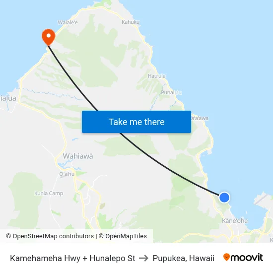 Kamehameha Hwy + Hunalepo St to Pupukea, Hawaii map