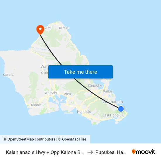 Kalanianaole Hwy + Opp Kaiona Beach to Pupukea, Hawaii map