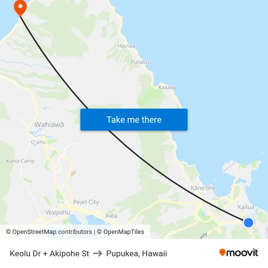 Keolu Dr + Akipohe St to Pupukea, Hawaii map