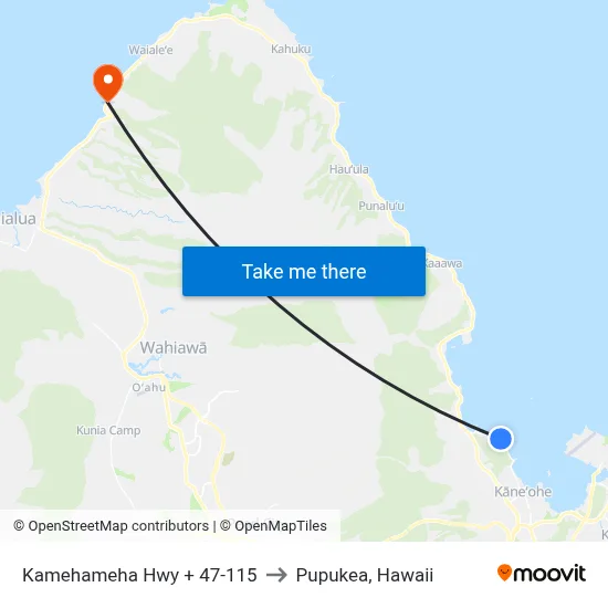 Kamehameha Hwy + 47-115 to Pupukea, Hawaii map