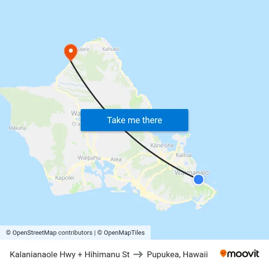 Kalanianaole Hwy + Hihimanu St to Pupukea, Hawaii map