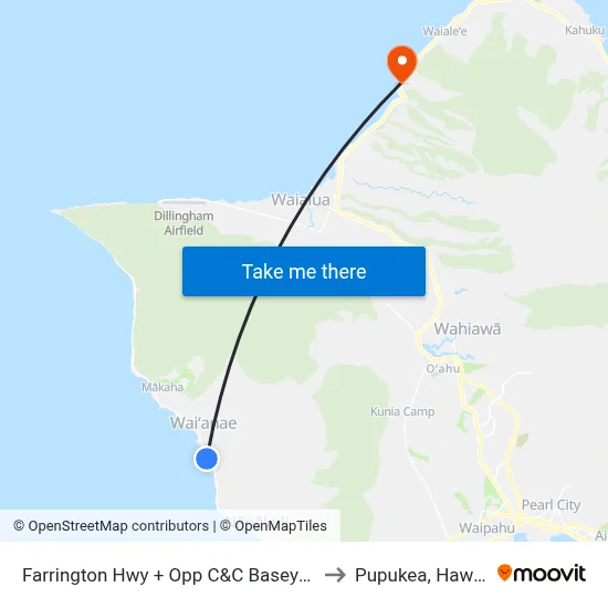 Farrington Hwy + Opp C&C Baseyard to Pupukea, Hawaii map