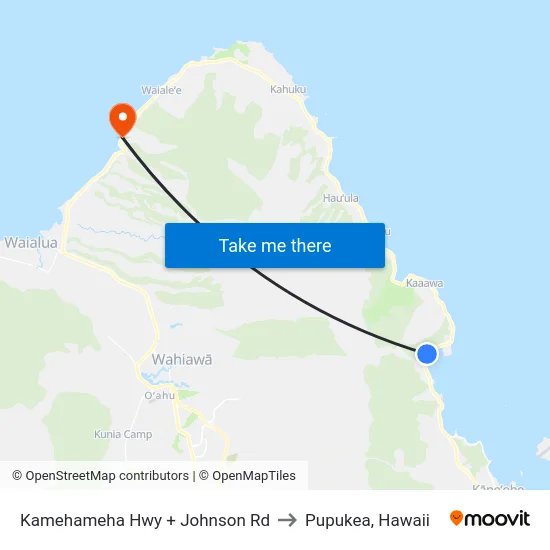 Kamehameha Hwy + Johnson Rd to Pupukea, Hawaii map