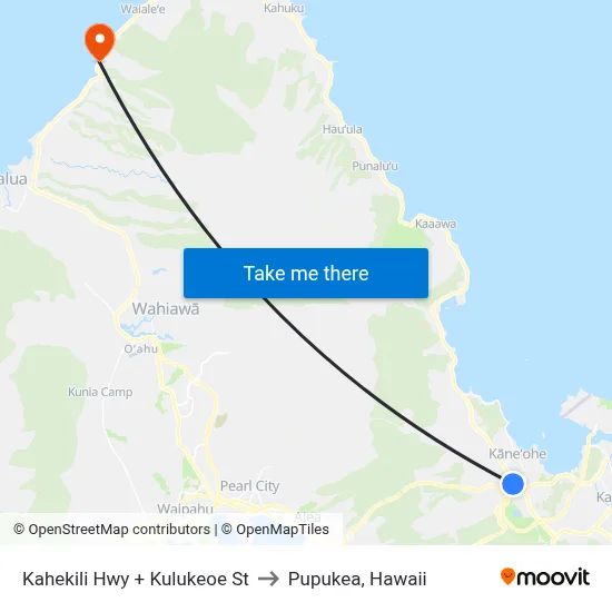 Kahekili Hwy + Kulukeoe St to Pupukea, Hawaii map