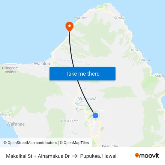 Makaikai St + Ainamakua Dr to Pupukea, Hawaii map