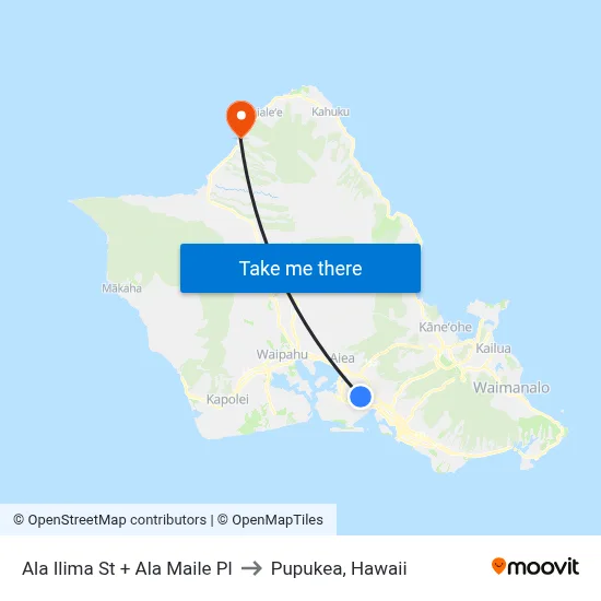 Ala Ilima St + Ala Maile Pl to Pupukea, Hawaii map