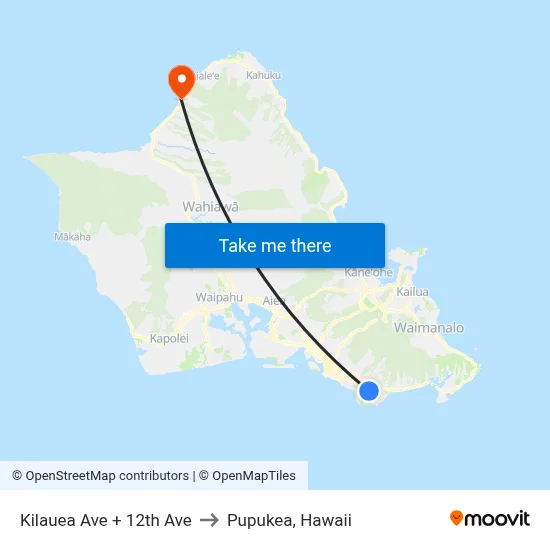 Kilauea Ave + 12th Ave to Pupukea, Hawaii map