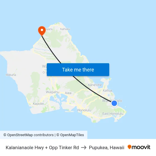 Kalanianaole Hwy + Opp Tinker Rd to Pupukea, Hawaii map