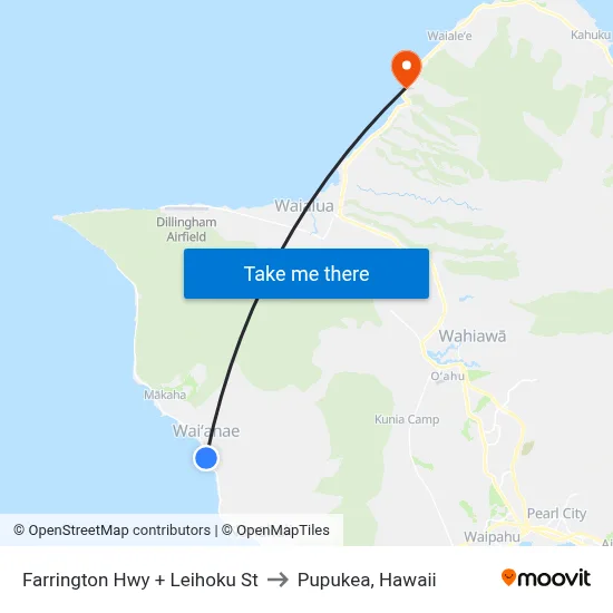 Farrington Hwy + Leihoku St to Pupukea, Hawaii map
