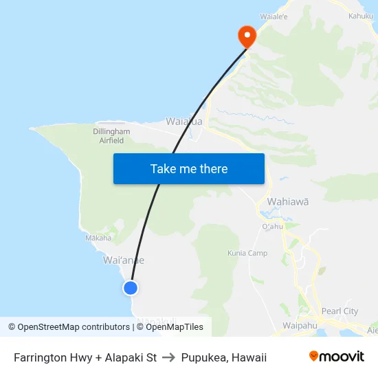 Farrington Hwy + Alapaki St to Pupukea, Hawaii map