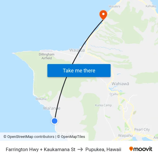 Farrington Hwy + Kaukamana St to Pupukea, Hawaii map