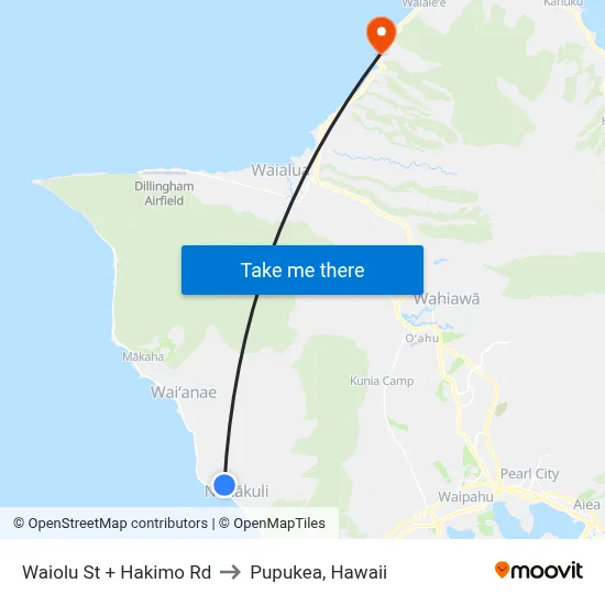 Waiolu St + Hakimo Rd to Pupukea, Hawaii map