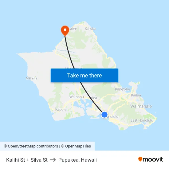 Kalihi St + Silva St to Pupukea, Hawaii map
