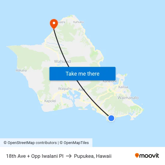 18th Ave + Opp Iwalani Pl to Pupukea, Hawaii map